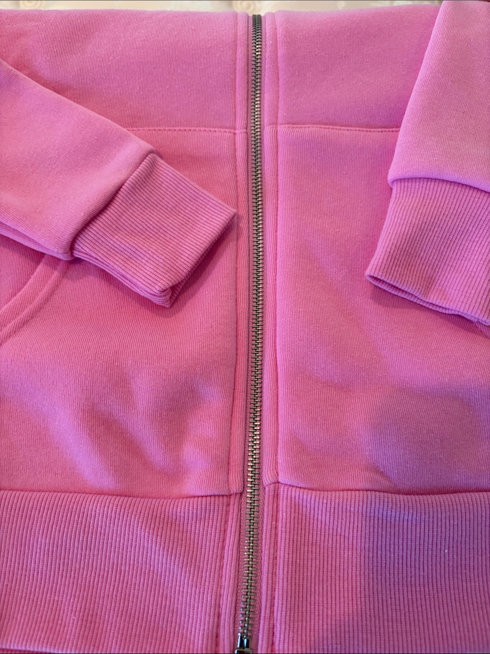 Pink Zip-Up Hoodie with Cute Ghost Patch - Picture 4 of 4